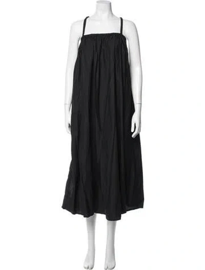 Pre-owned Deiji Studios Square Neckline Midi Length Dress In Black