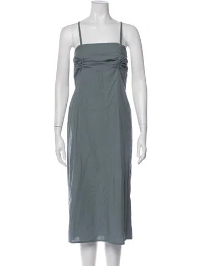 Pre-owned Deiji Studios Square Neckline Midi Length Dress In Blue
