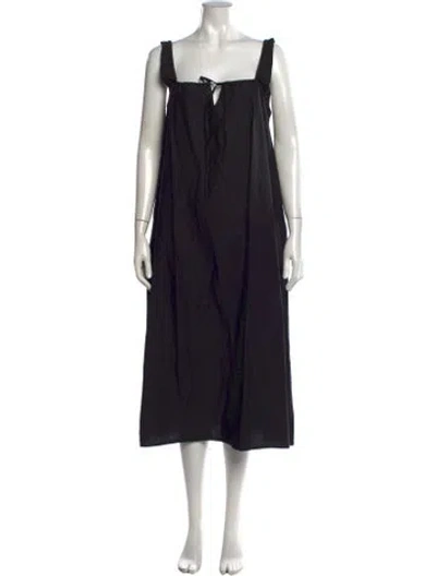 Pre-owned Deiji Studios Square Neckline Midi Length Dress W/ Tags In Black