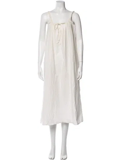 Pre-owned Deiji Studios Square Neckline Midi Length Dress In White