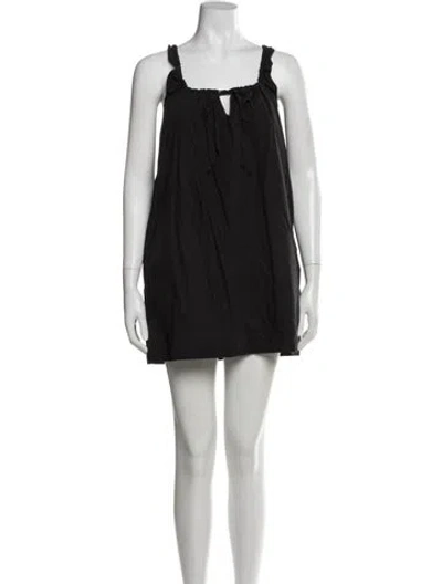 Pre-owned Deiji Studios Square Neckline Mini Dress In Blue