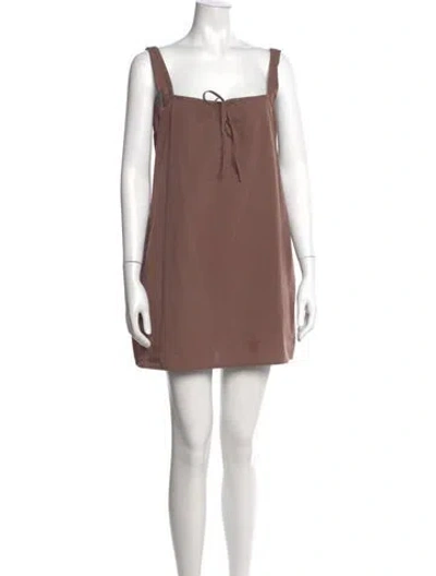 Pre-owned Deiji Studios Square Neckline Mini Dress In Brown