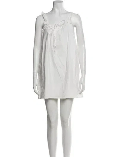 Pre-owned Deiji Studios Square Neckline Mini Dress In White