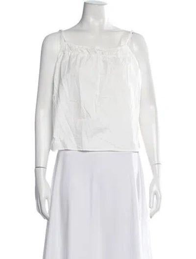 Pre-owned Deiji Studios Square Neckline Sleeveless Crop Top In White