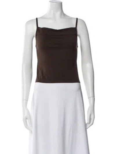 Pre-owned Deiji Studios Square Neckline Sleeveless Top In Brown