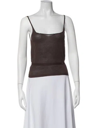 Pre-owned Deiji Studios Square Neckline Sleeveless Top In Brown