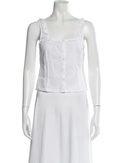 Pre-owned Deiji Studios Square Neckline Sleeveless Top W/ Tags In White