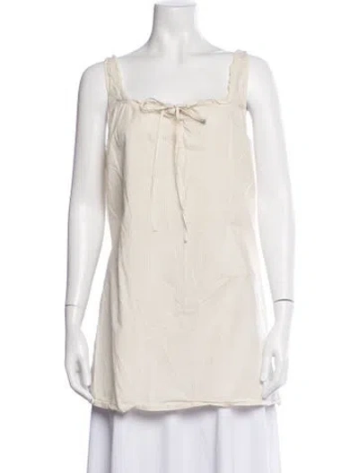 Pre-owned Deiji Studios Square Neckline Sleeveless Tunic In White