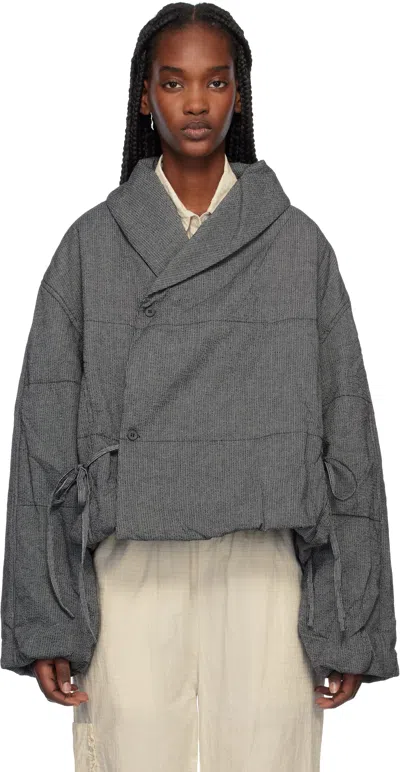 Deiji Studios Ssense Exclusive Black & White Bubble Jacket In Black White Stripe