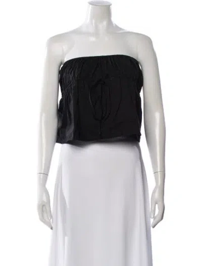 Pre-owned Deiji Studios Strapless Crop Top In Black