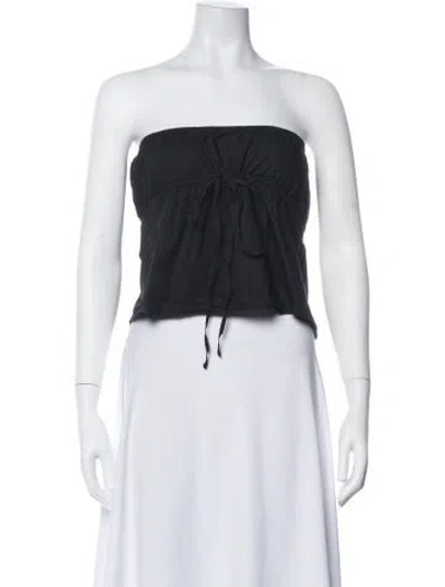 Pre-owned Deiji Studios Strapless Crop Top In Black