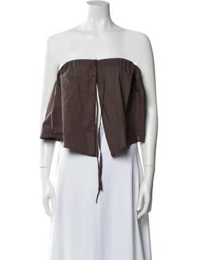 Pre-owned Deiji Studios Strapless Crop Top In Brown