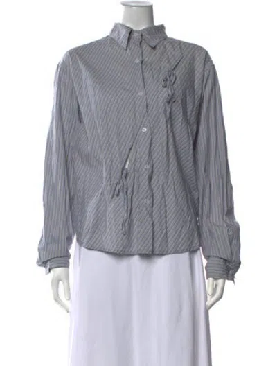 Pre-owned Deiji Studios Striped Long Sleeve Button-up Top In Grey