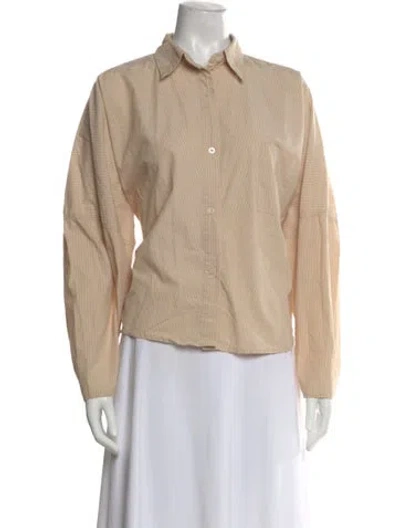 Pre-owned Deiji Studios Striped Long Sleeve Button-up Top In Neutral