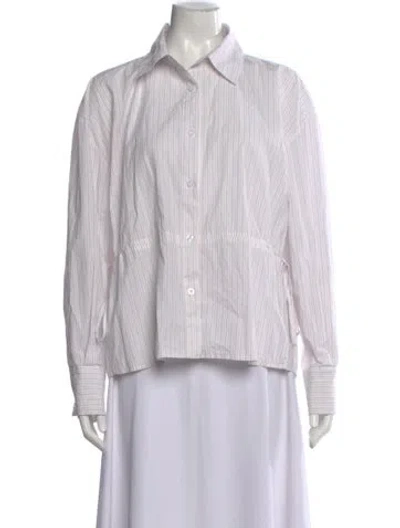 Pre-owned Deiji Studios Striped Long Sleeve Button-up Top In Neutral