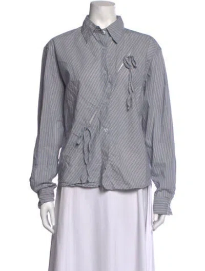 Pre-owned Deiji Studios Striped Long Sleeve Button-up Top In Neutrals