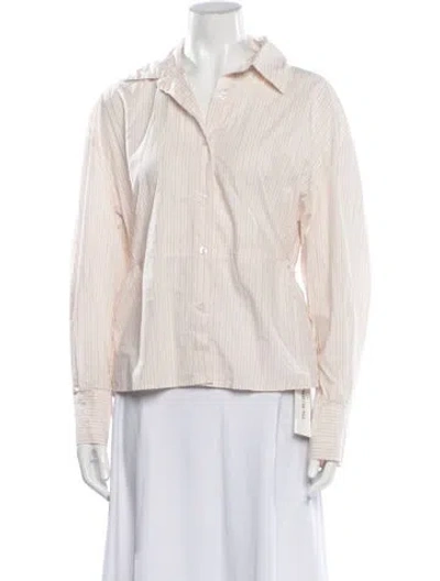 Pre-owned Deiji Studios Striped Long Sleeve Button-up Top In Pink