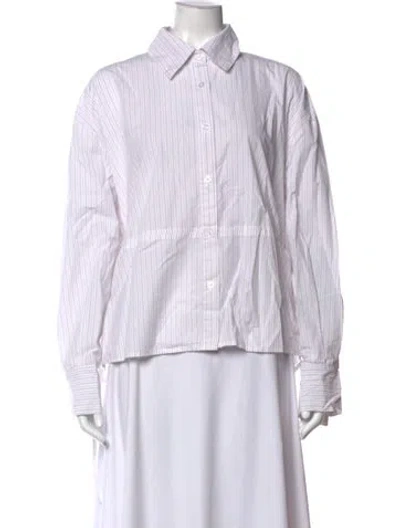 Pre-owned Deiji Studios Striped Long Sleeve Button-up Top In White