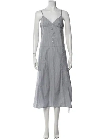 Pre-owned Deiji Studios Striped Midi Length Dress In Blue
