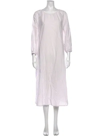 Pre-owned Deiji Studios Striped Midi Length Dress In White