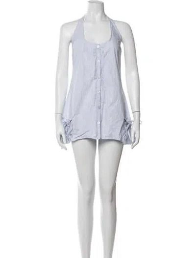 Pre-owned Deiji Studios Striped Mini Dress In Blue/white