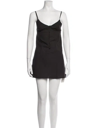 Pre-owned Deiji Studios Striped Mini Dress In Grey