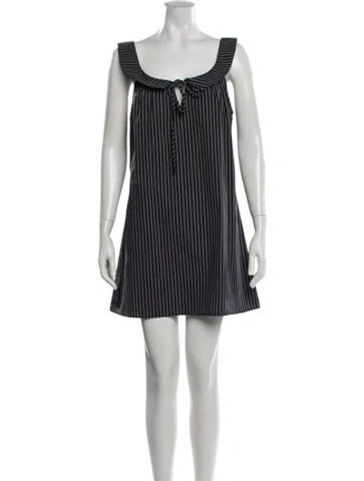 Pre-owned Deiji Studios Striped Mini Dress W/ Tags In Black