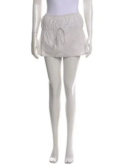 Pre-owned Deiji Studios Striped Mini Skirt In White