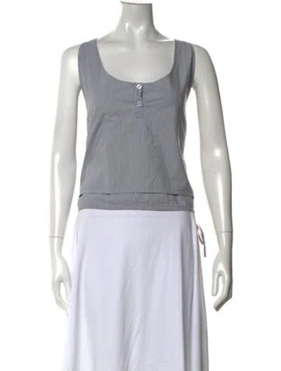 Pre-owned Deiji Studios Striped Scoop Neck Top In Blue
