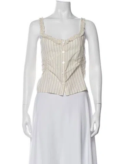 Pre-owned Deiji Studios Striped Scoop Neck Top W/ Tags In Neutrals