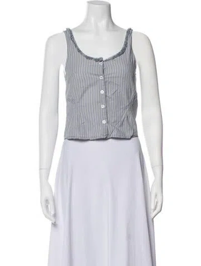 Pre-owned Deiji Studios Striped Scoop Neck Top In White