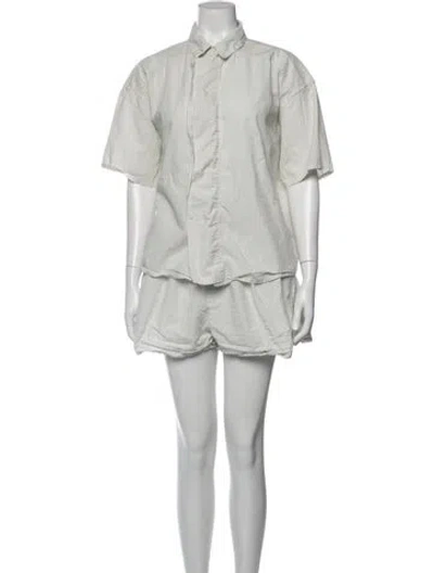 Pre-owned Deiji Studios Striped Short Set In Neutrals