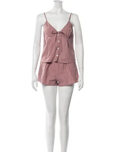 Pre-owned Deiji Studios Striped Short Set In Pink
