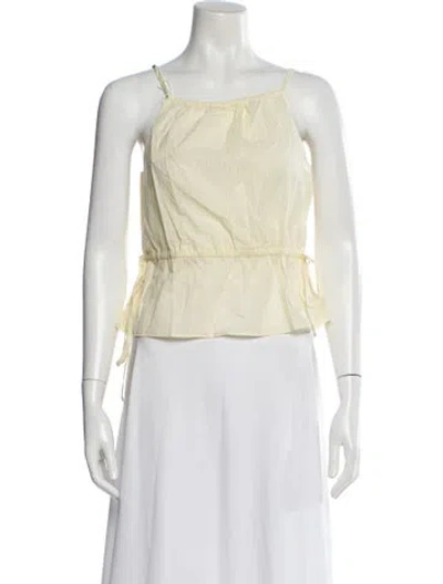 Pre-owned Deiji Studios Striped Square Neckline Crop Top W/ Tags In Yellow