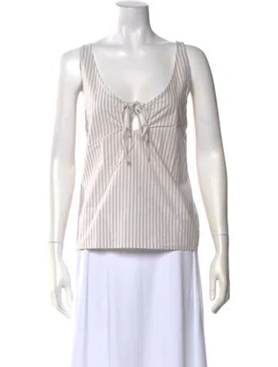 Pre-owned Deiji Studios Striped Tie Neck Top W/ Tags In White