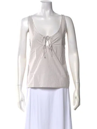 Pre-owned Deiji Studios Striped Tie Neck Top W/ Tags In White