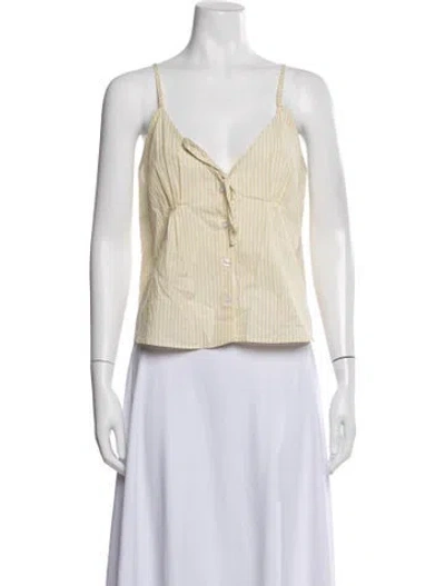 Pre-owned Deiji Studios Striped V-neck Top In Neutral