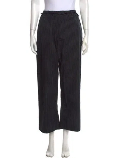 Pre-owned Deiji Studios Striped Wide Leg Pants In Black