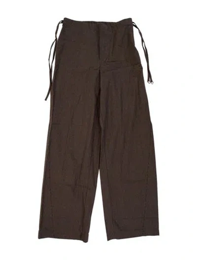 Pre-owned Deiji Studios Striped Wide Leg Pants In Brown