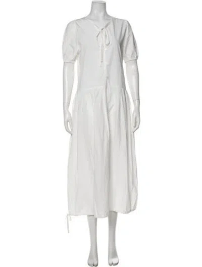 Pre-owned Deiji Studios Tie Neck Long Dress W/ Tags In White
