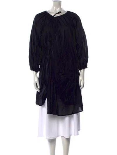 Pre-owned Deiji Studios Tie Neck Midi Length Dress In Black