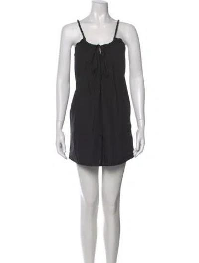 Pre-owned Deiji Studios Tie Neck Mini Dress In Black