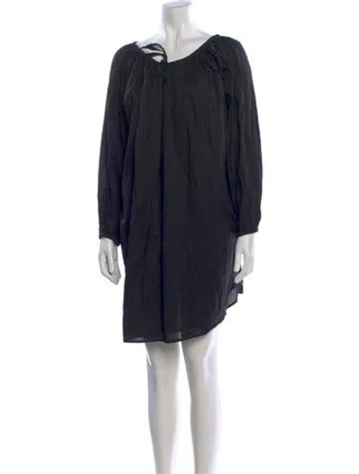 Pre-owned Deiji Studios Tie Neck Mini Dress In Black