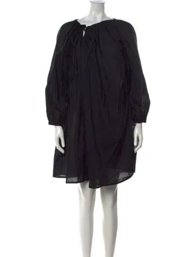 Pre-owned Deiji Studios Tie Neck Mini Dress In Black