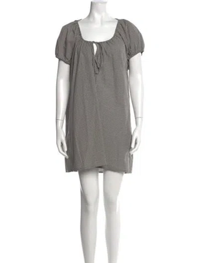 Pre-owned Deiji Studios Tie Neck Mini Dress In Gray