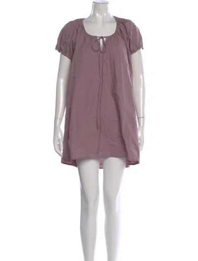 Pre-owned Deiji Studios Tie Neck Mini Dress In Purple