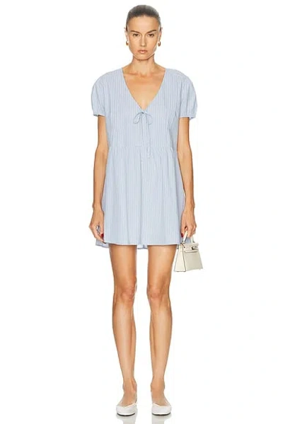 Deiji Studios V Pleat Dress In Blue