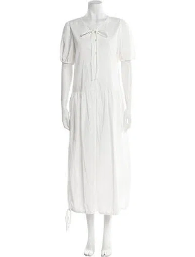 Pre-owned Deiji Studios V-neck Long Dress W/ Tags In White