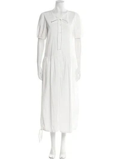 Pre-owned Deiji Studios V-neck Long Dress W/ Tags In White