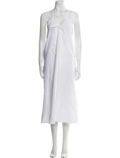 Pre-owned Deiji Studios V-neck Long Dress W/ Tags In White